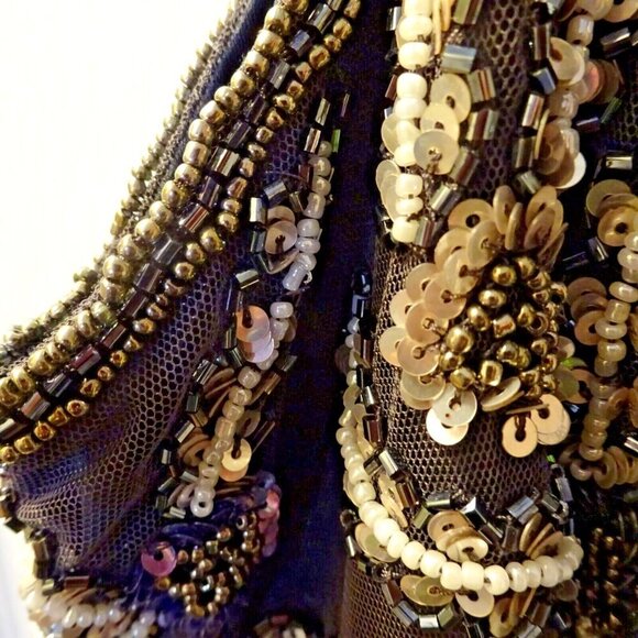 Adrianna Papell Beaded Gown‎ Sz 6 Purple Sleeveless Formal Evening Dress - Picture 11 of 11